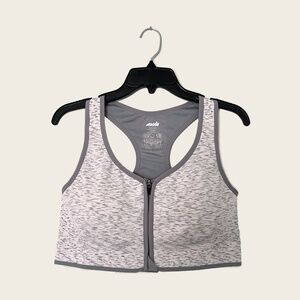 Avia Arctic White Seamless Zip Front Racerback Sports Bra